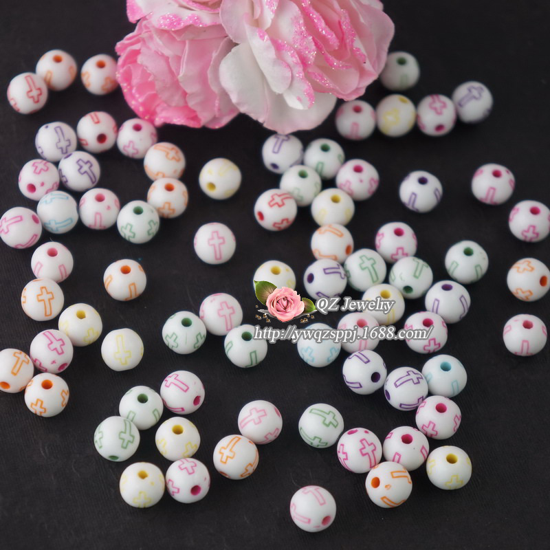 水洗十字圆珠/塑料圆珠/直孔散珠产品图