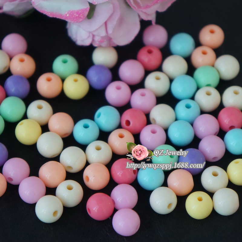 Children's early education training diy scattered beads macaron color series colored round beads acrylic candy beads mixed color wholesale details Picture