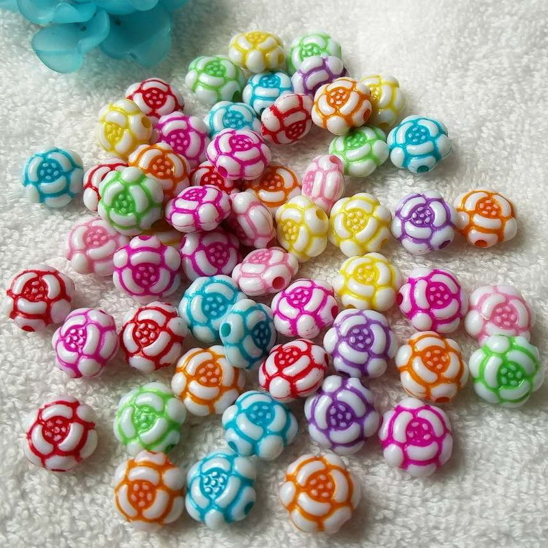 亚克力彩色玫瑰花 双面扁玫瑰 亚克力手工串珠手链项链材料