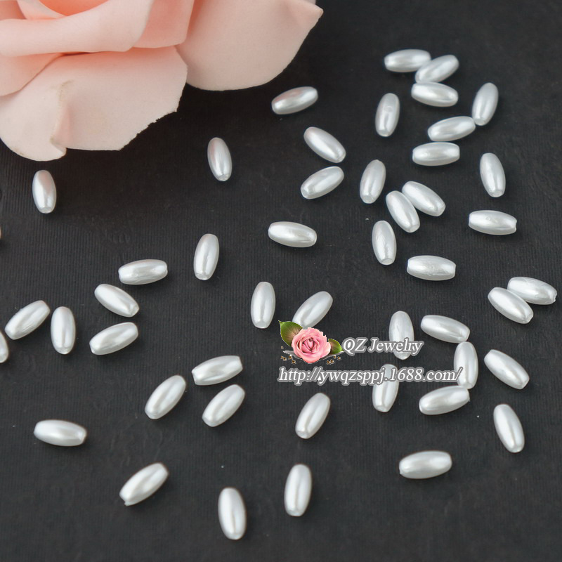 3X6mmABS米粒仿珍珠 蛋形仿珍珠 珠光色珍珠 新娘婚纱头饰小米珠