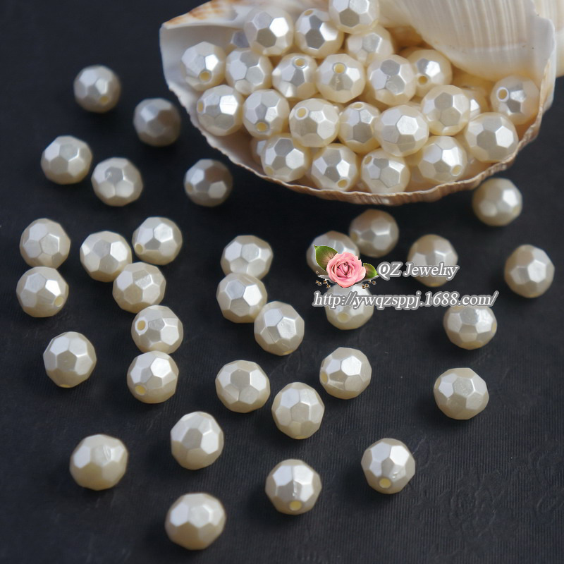 ABS imitation pearl cut surface beads, new imitation pearl wedding prop clothing, bride's wedding dress pearl loose beads wholesale Specification image