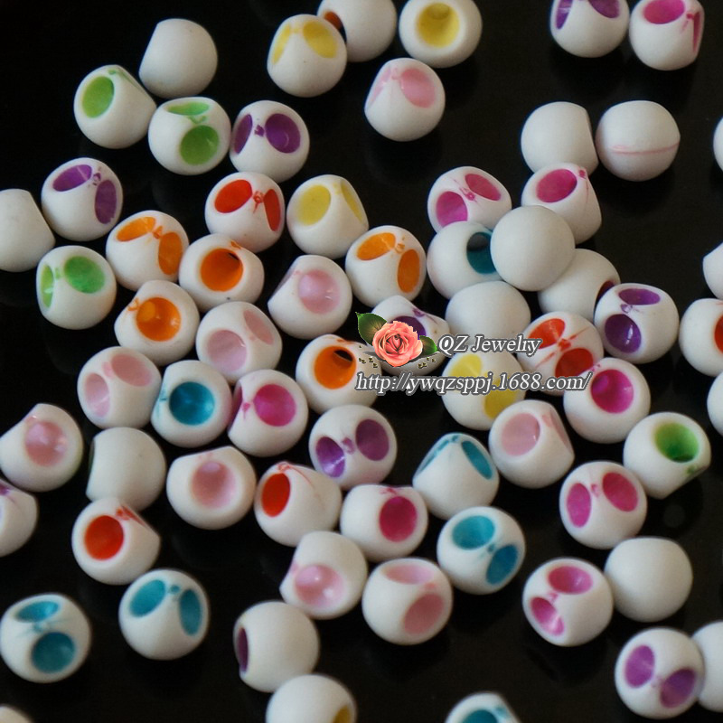 Children's diy handmade beaded stringing exercise eyesight acrylic hanging bell slanted hole beads children's educational beaded stringing Specification image
