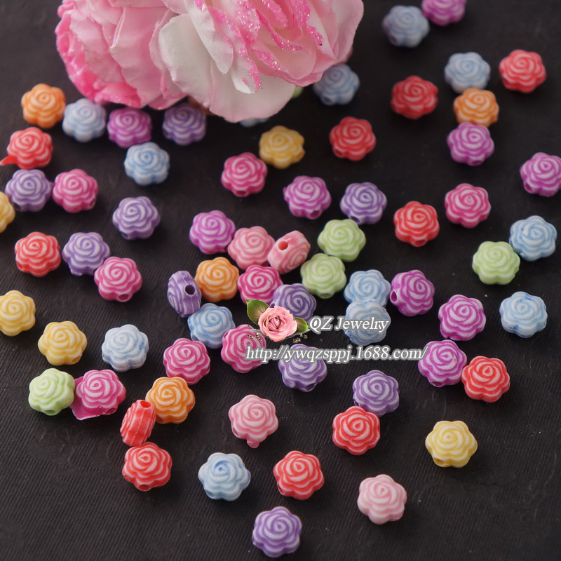 Early education institution enlightenment training beaded teaching materials, acrylic straight hole plum blossom bracelet necklace, flower accessories, loose beads details Picture