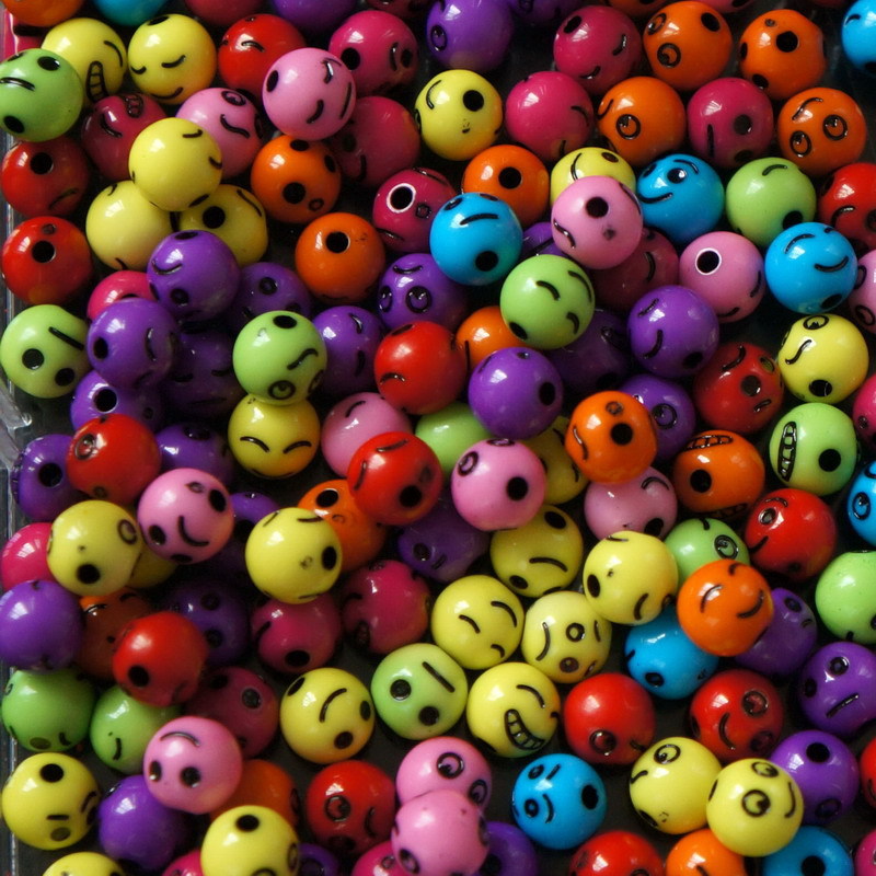 Colorful children's jewelry accessories DIY beading materials, joy, anger, sorrow and happiness expression character beads, educational game beading Specification image