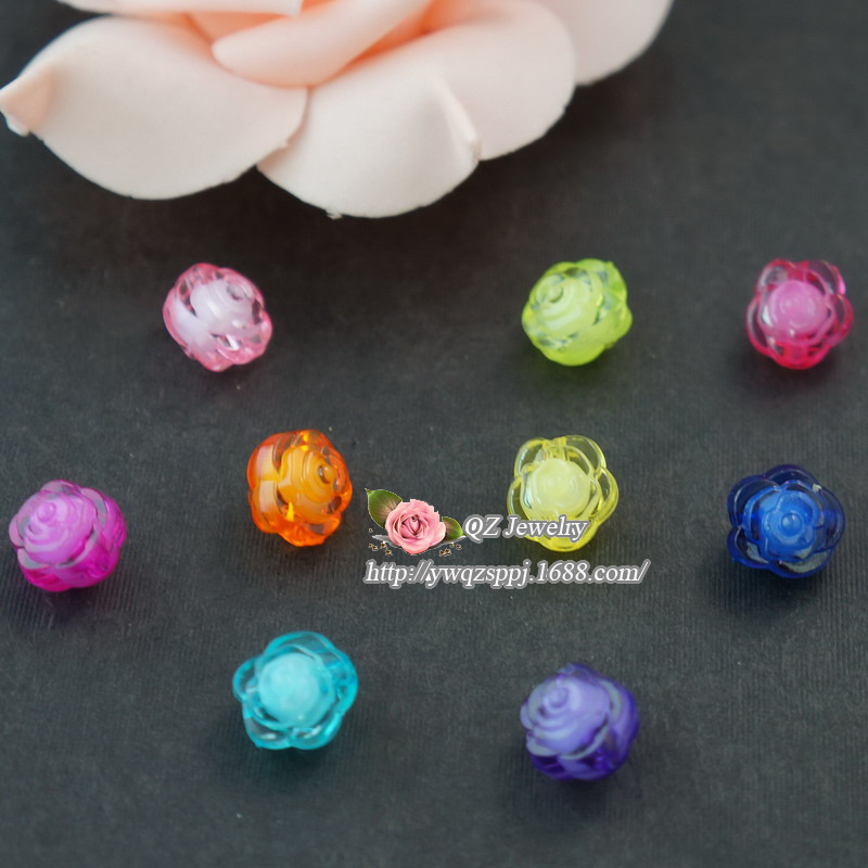 儿童手工串珠材料 仿水晶 diy饰品配件 亚克力梦幻珠 双面玫瑰