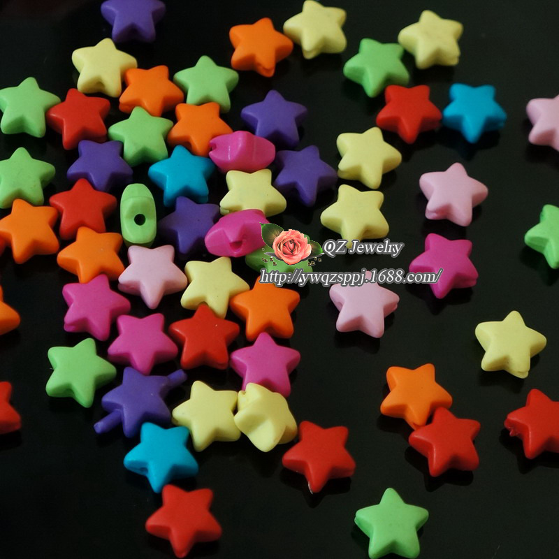 Colorful frosted five-pointed star acrylic loose beads children's fun diy handcrafted educational toy beads details Picture