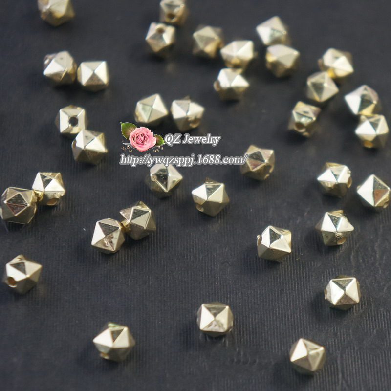 6mm gold electroplated three-dimensional square beads for luggage, shoe buckles, clothing electroplated beads and accessories wholesale square beads Specification image