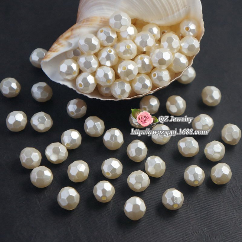 ABS imitation pearl cut surface beads, new imitation pearl wedding prop clothing, bride's wedding dress pearl loose beads wholesale details Picture