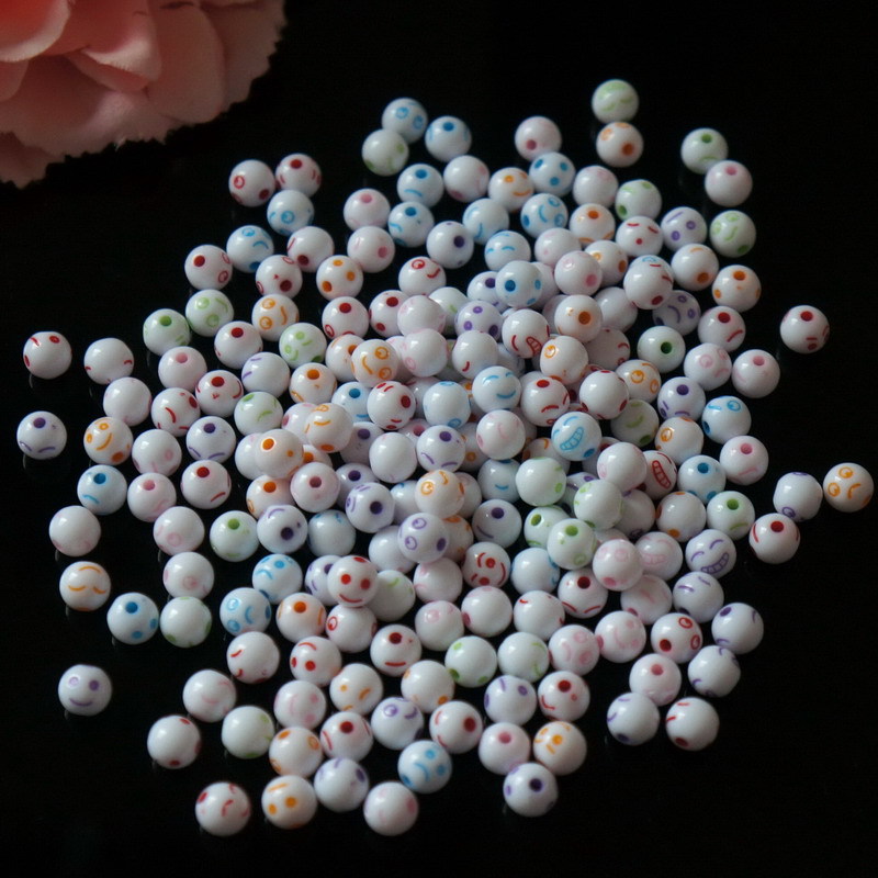 Alibaba Special Sale Children's handcrafted beaded educational toy accessories Solid color acrylic smiling face beads factory direct sales Application Scenario