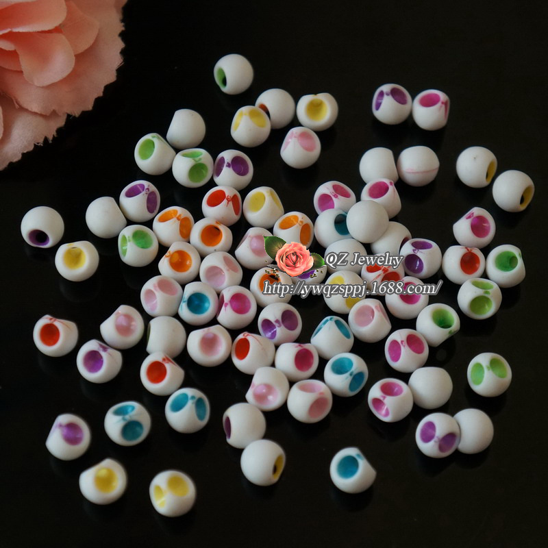 Children's diy handmade beaded stringing exercise eyesight acrylic hanging bell slanted hole beads children's educational beaded stringing details Picture