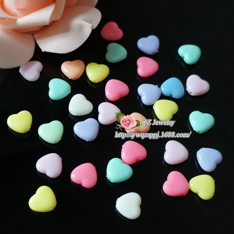 儿童手工彩色桃心 亚克力爱心珠 串水果竹签花签牙签珠串产品图