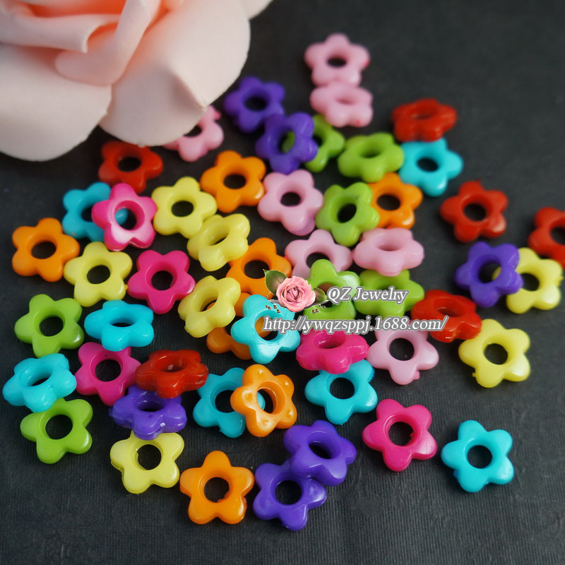 diy children's jewelry accessories, handcrafted cartoon beaded acrylic hollow five-leaf flower girls' versatile jewelry
