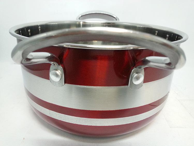 Factory direct sales of stainless steel color eight-piece set, all-steel lid pot, household soup pot, stewing pot, high-end gift pot Item Picture