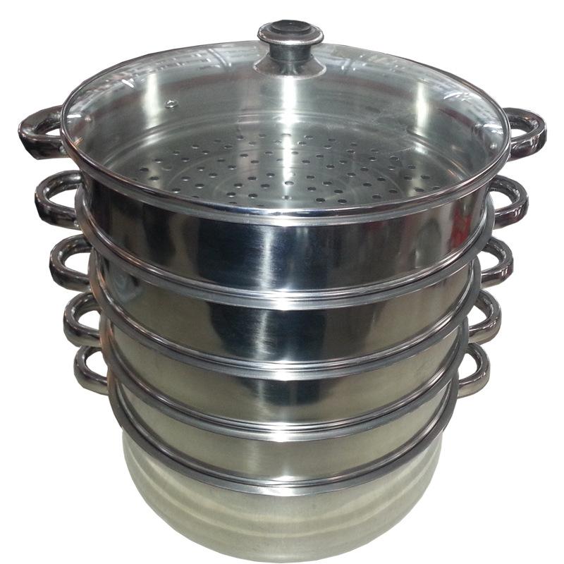 Factory direct sales of stainless steel double-ear steel handle 5-layer steamer, multi-functional household combination steamer Item Picture