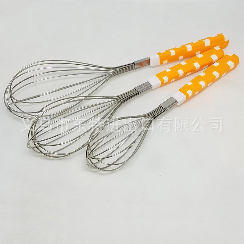 Factory direct sales of stainless steel dual-color spot egg beater, household baking supplies, manual plastic-handled egg beater Item Picture