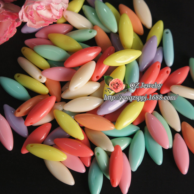 Factory direct sales 8*22 diy children's educational beading accessories Spring color series long needle beads hanging hole beads Specification image