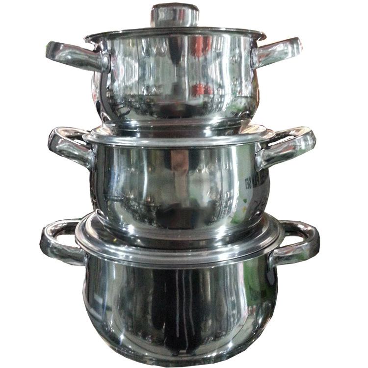 Factory direct sales of stainless steel double-bottom double-ear six-piece set strawberry soup pot, home stewing pot, all-steel lid gift pot set undefined