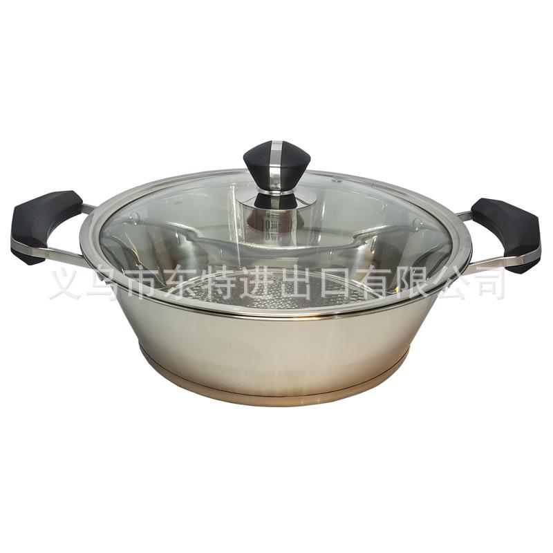 Factory direct sales of stainless steel double-ear hot pot, non-magnetic clear soup pot, household multi-purpose soup pot, gift pot details Picture