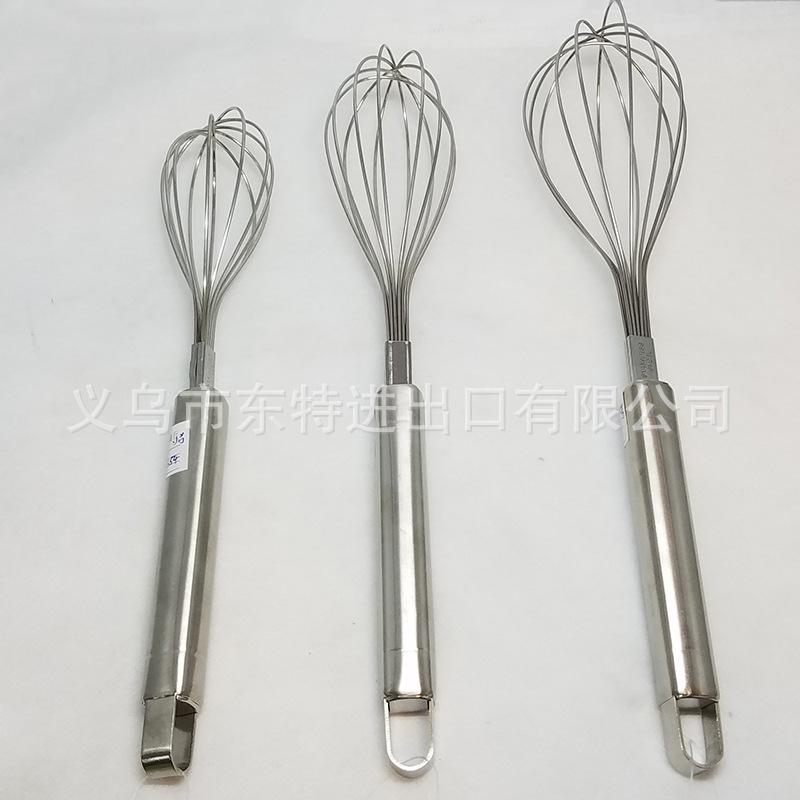 Factory direct sales of stainless steel egg beaters with large steel handles, household baking supplies, manual egg beaters