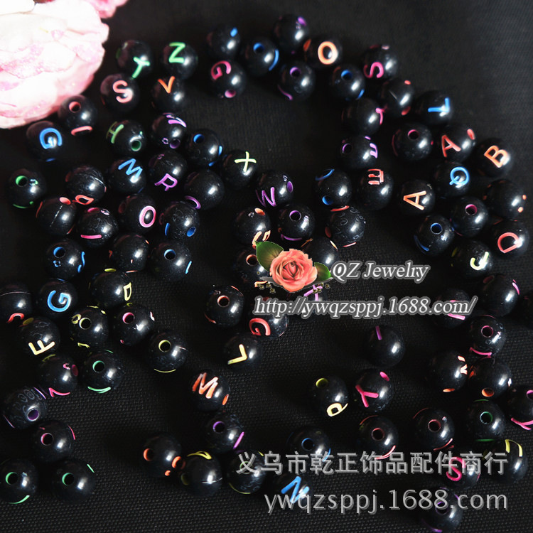 Hot-selling new 8mm white background letter bead diy letter bead jewelry accessories, string beads, acrylic beads wholesale Application Scenario