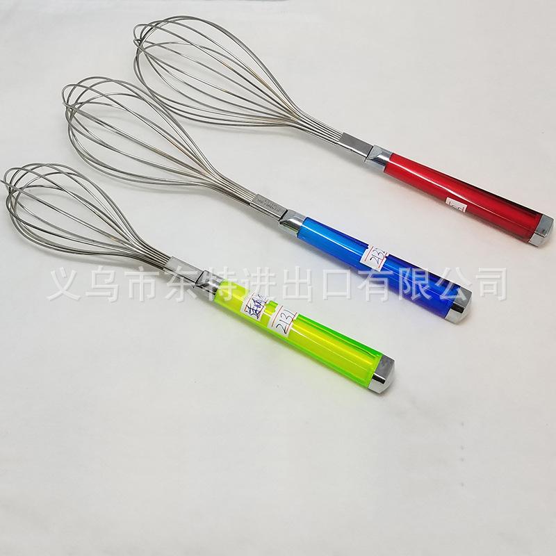 Factory direct sales of stainless steel egg beaters with transparent plastic handles, household baking supplies, manual egg beaters Application Scenario