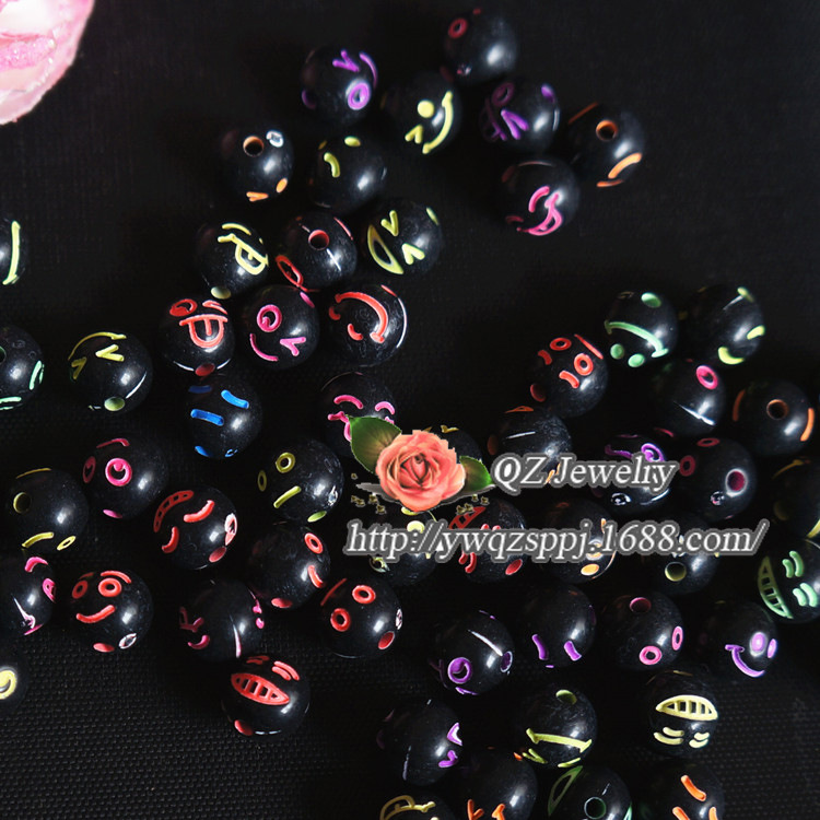 Alibaba Special Sale Children's handcrafted beaded educational toy accessories Solid color acrylic smiling face beads factory direct sales Item Picture