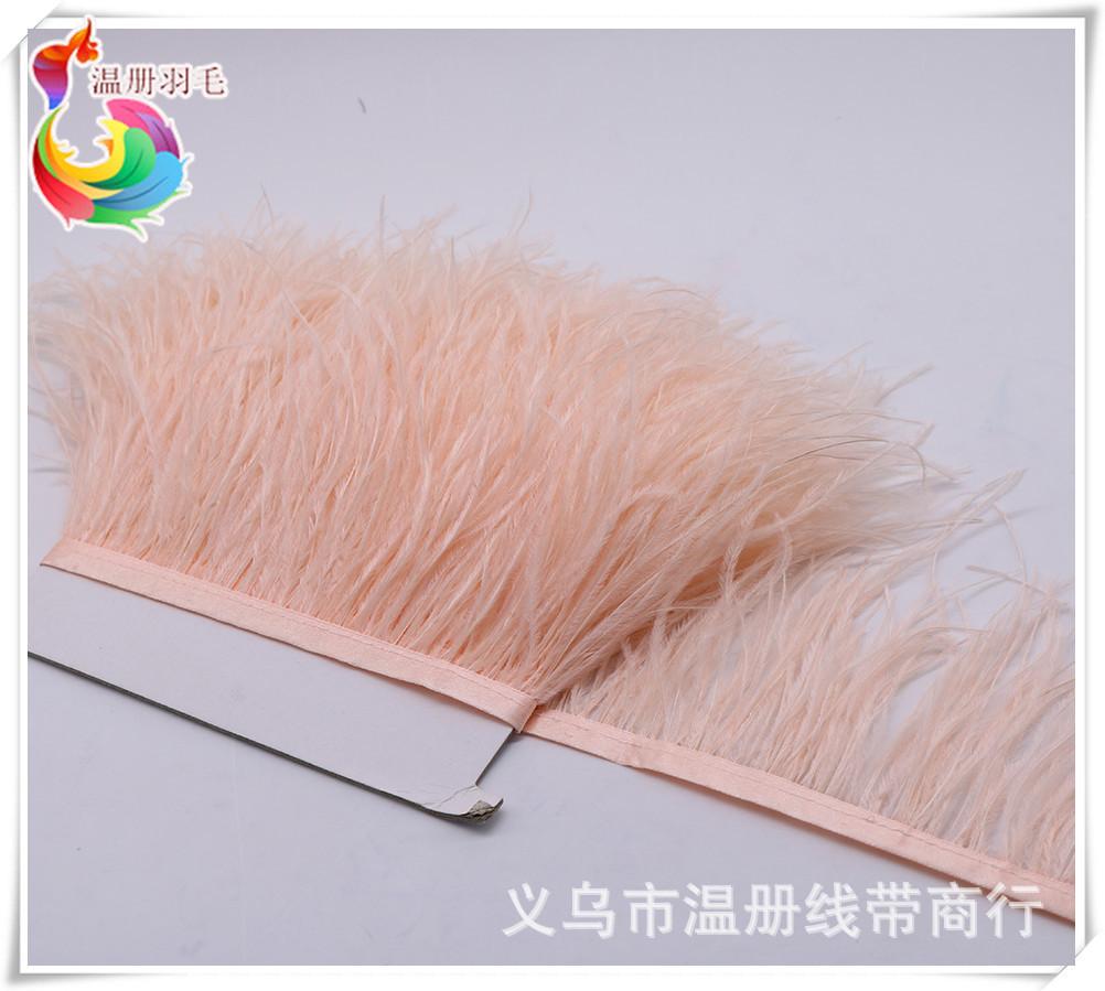 温册羽毛热销12-15cm鸵鸟羽毛布边舞台演出服装饰diy耳环毛毛丝产品图