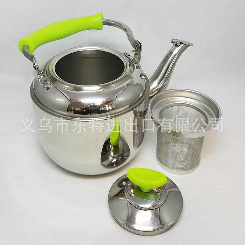 Factory direct sales of stainless steel water kettles, Korean-style sound kettles, green-handled sound kettles with spouts, thickened water kettles