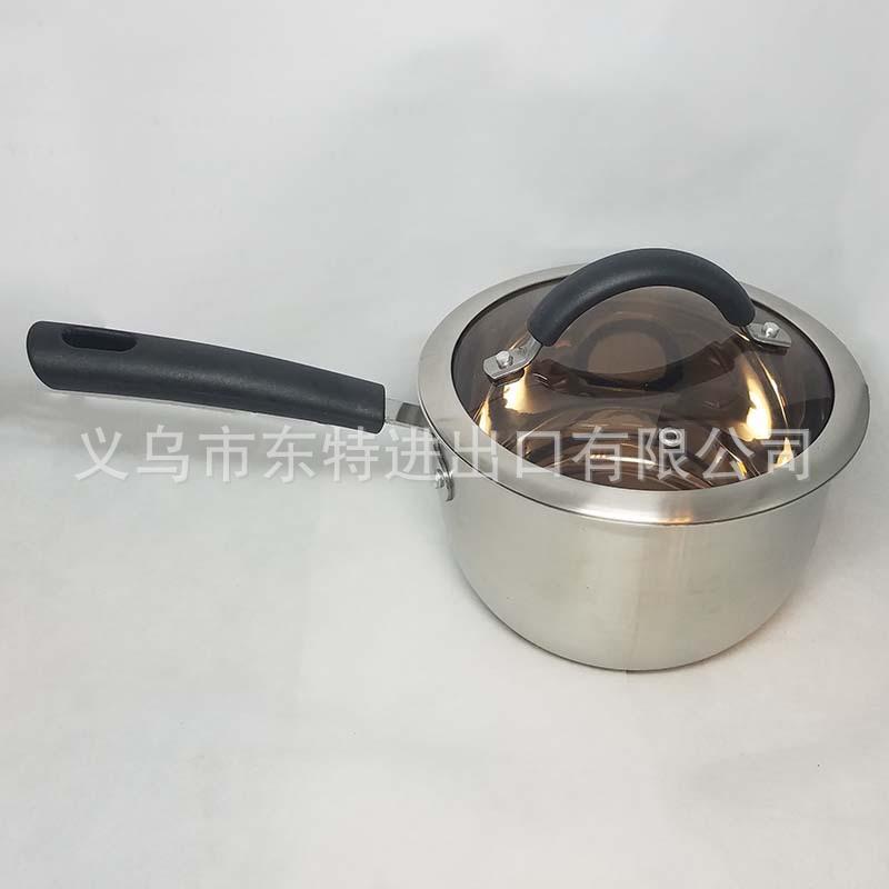 Factory direct sales of stainless steel glass lid single-handle milk pot, high-end gift noodle cooking pot, uncoated pot Specification image