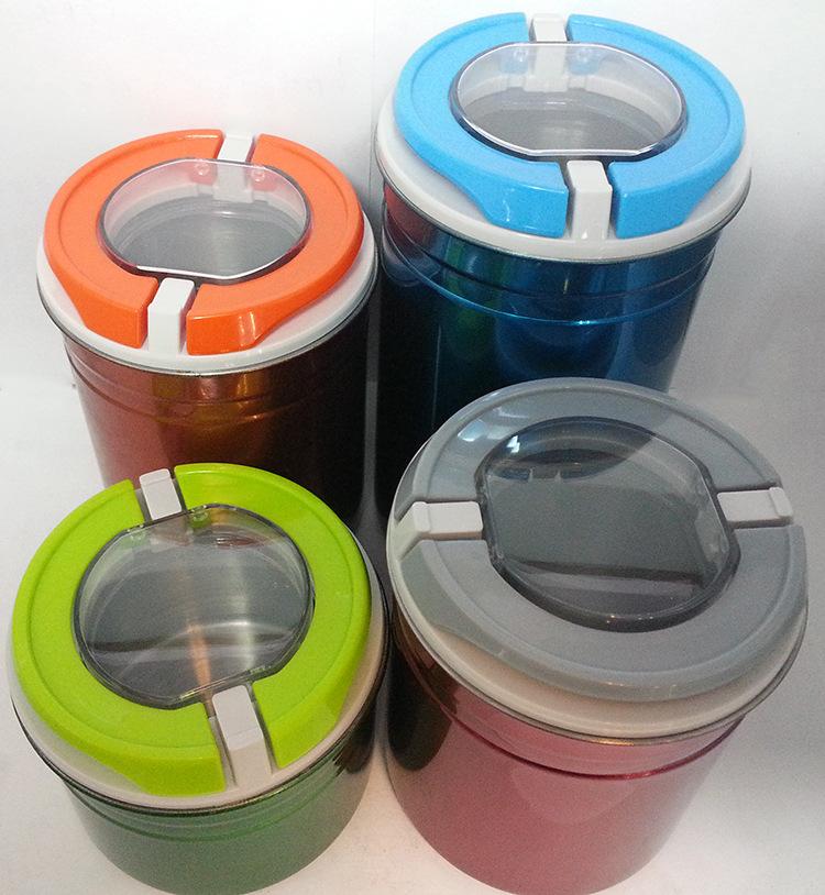Factory direct sales of stainless steel fresh-keeping tanks, color four-piece sets, household dried fruit, tea, and five-grain storage tanks as gifts Specification image