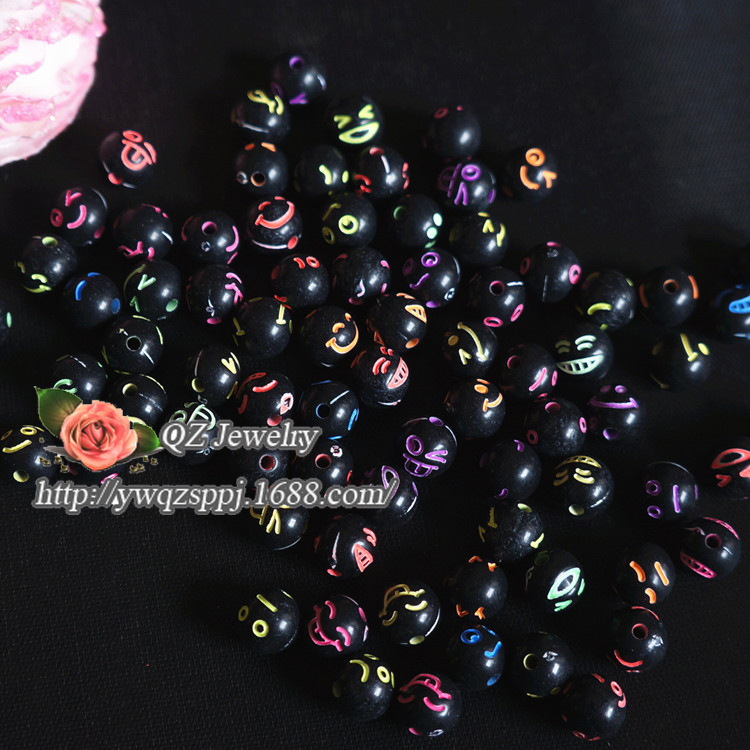 Alibaba Special Sale Children's handcrafted beaded educational toy accessories Solid color acrylic smiling face beads factory direct sales undefined