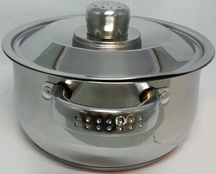 Factory direct sales of stainless steel double-bottom double-ear six-piece set strawberry soup pot, home stewing pot, all-steel lid gift pot set Specification image