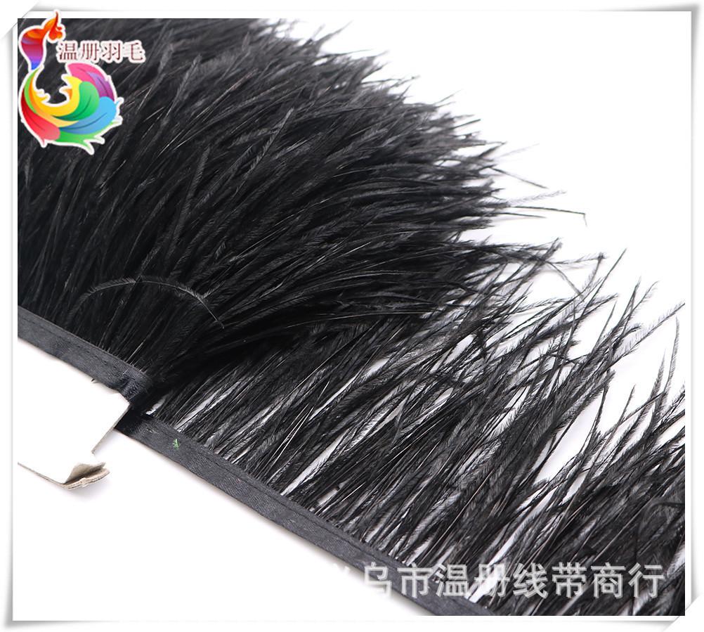 厂家供应鸵鸟毛布边南非进品羽毛服装裙边007酒红色10米起拍详情图15