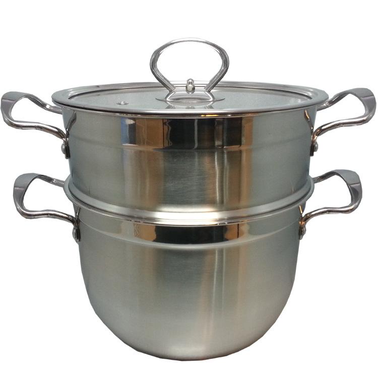 Factory direct sales of stainless steel steamers with single and double bottoms, Korean-style two-layer steamers, steamer baskets, household multi-functional steaming trays, gift POTS