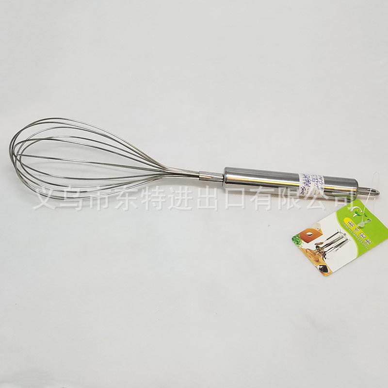 Factory direct sales of stainless steel egg beaters, steel-handled household baking supplies, manual egg beaters details Picture