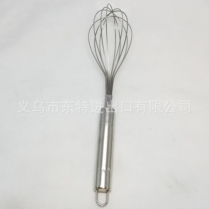 Factory direct sales of stainless steel double-head bright egg beater, steel-handled household baking supplies, manual egg beater Specification image
