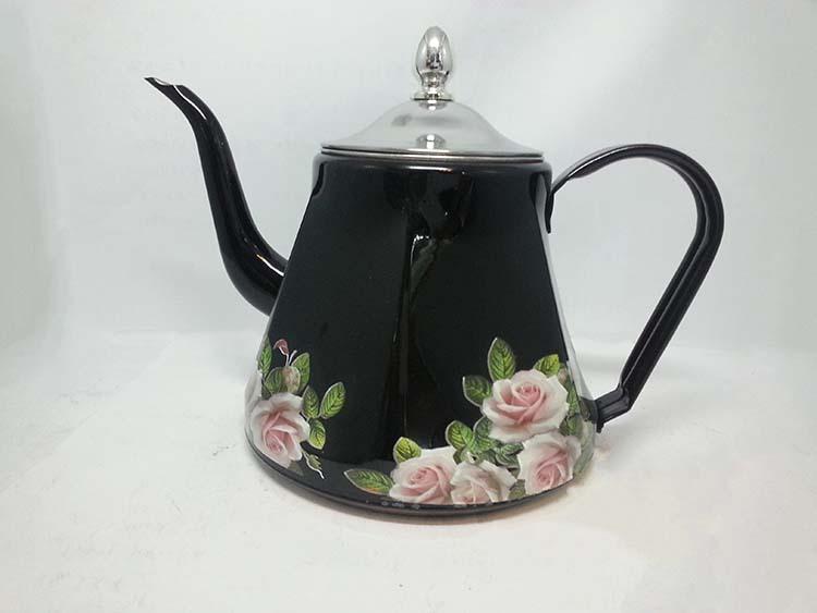 Factory direct sales of stainless steel hexagonal teapots, colored inlaid teapots, court classical flower teapots, and special teapots Specification image
