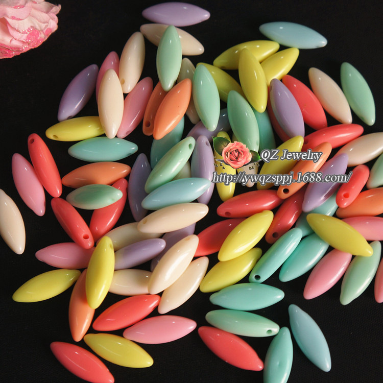Factory direct sales 8*22 diy children's educational beading accessories Spring color series long needle beads hanging hole beads details Picture