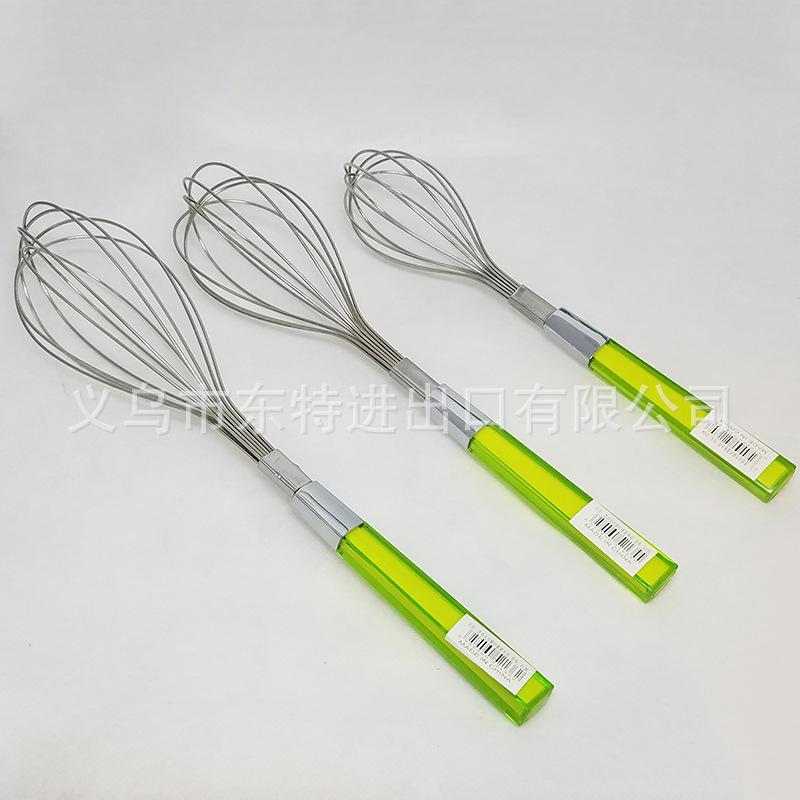 Factory direct sales of stainless steel non-magnetic egg beater, manual household baking tool, plastic handle Item Picture