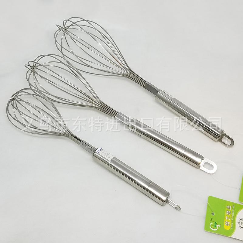 Factory direct sales of stainless steel egg beaters with spray-painted square handles, household baking supplies, manual egg beaters