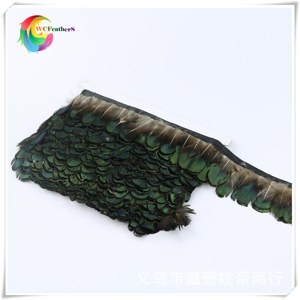 温册羽毛厂家直销野鸡羽毛布铜鸡蓝片布边服装辅料羽毛天然色现货