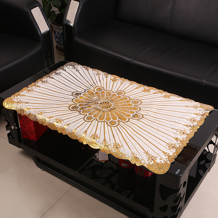 PVC桌垫 创意烫金镂空茶几垫 防水防滑桌垫 60*100CM桌面装饰垫详情图1