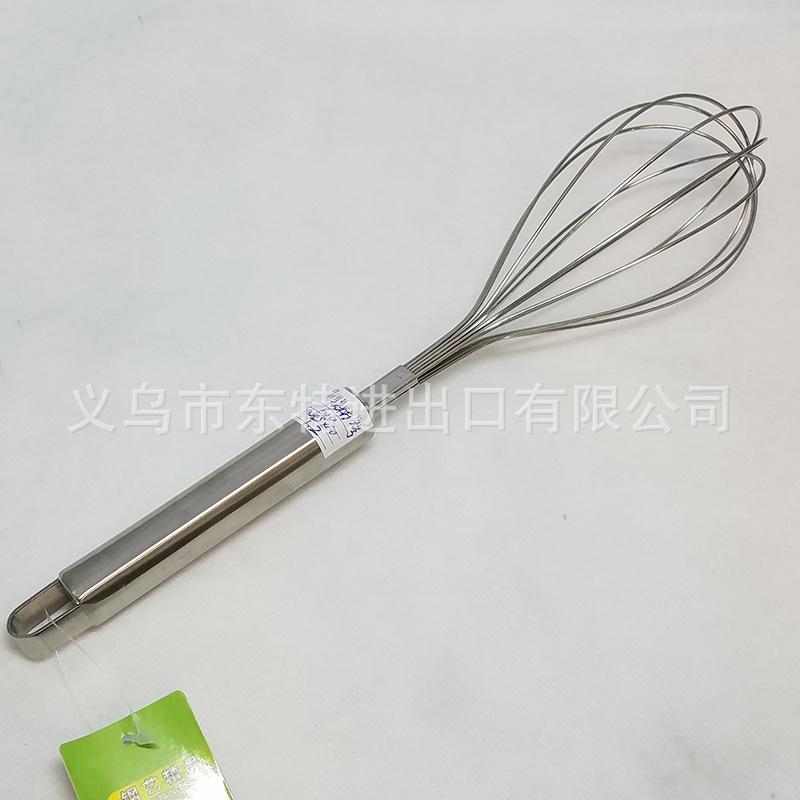 Factory direct sales of stainless steel egg beaters with large steel handles, household baking supplies, manual egg beaters Item Picture