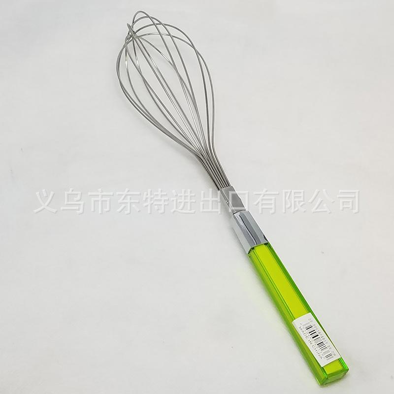 Factory direct sales of stainless steel non-magnetic egg beater, manual household baking tool, plastic handle details Picture