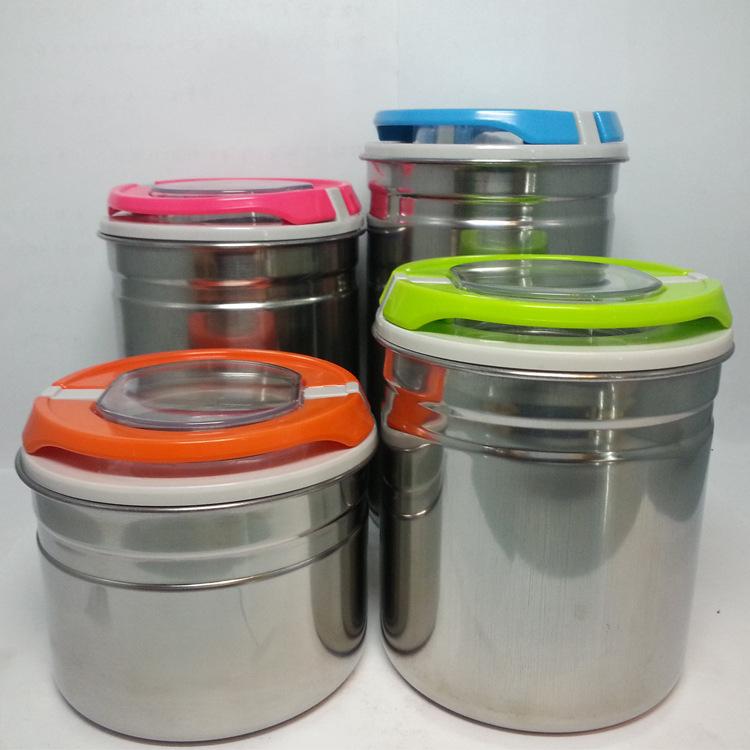 Factory direct sales of stainless steel preservation tanks, four-piece sets, storage tanks, multi-functional household sealed tanks, dried fruits, tea, and grains