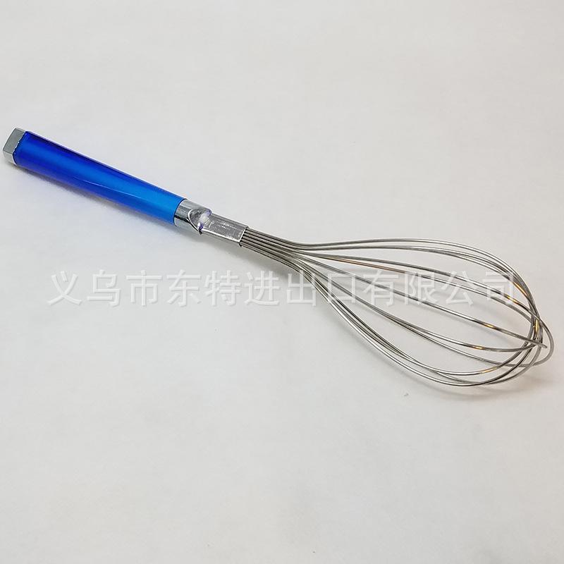 Factory direct sales of stainless steel egg beaters with transparent plastic handles, household baking supplies, manual egg beaters
