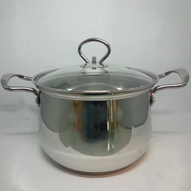 Factory direct sales of stainless steel bottom luxury glass lid household soup POTS and stewing POTS, export stainless steel cookware undefined