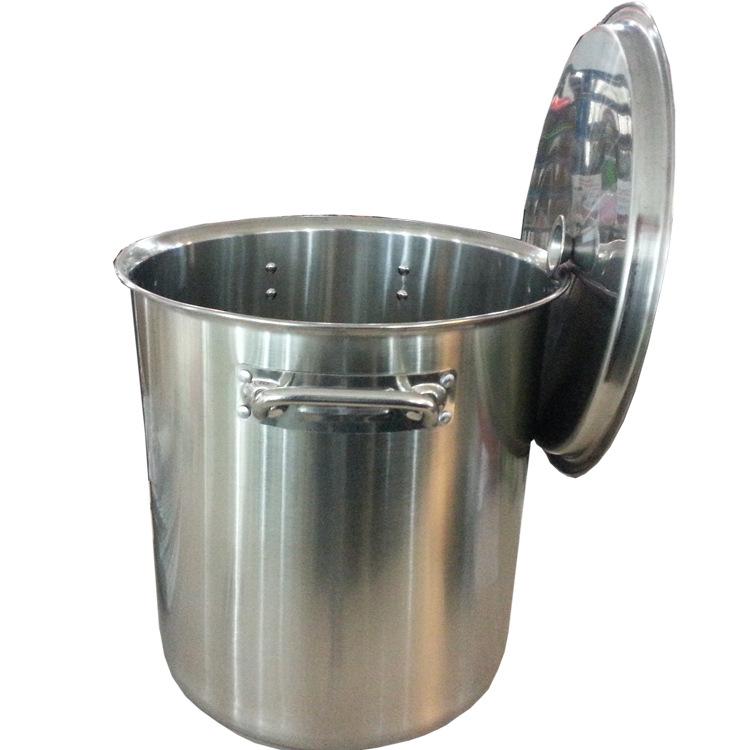 Factory direct sales of stainless steel full-sized soup buckets 3.0 with a double bottom and steel handle, luxurious slanted soup buckets, and extra-thick boiling broth buckets