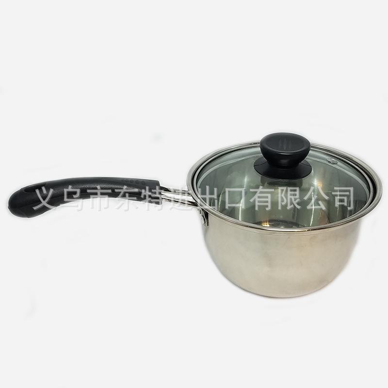 Factory direct sales of stainless steel milk pot three-piece set, Korean-style glass lid gift pot, single-handle multi-functional milk pot Application Scenario