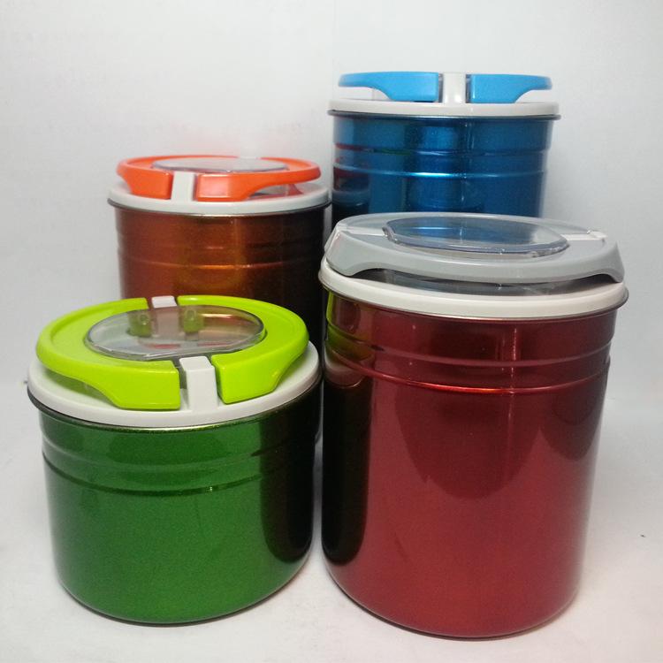 Factory direct sales of stainless steel fresh-keeping tanks, color four-piece sets, household dried fruit, tea, and five-grain storage tanks as gifts